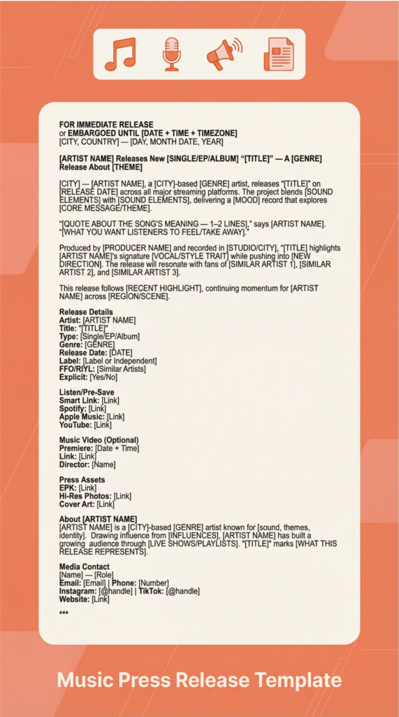 music press release template